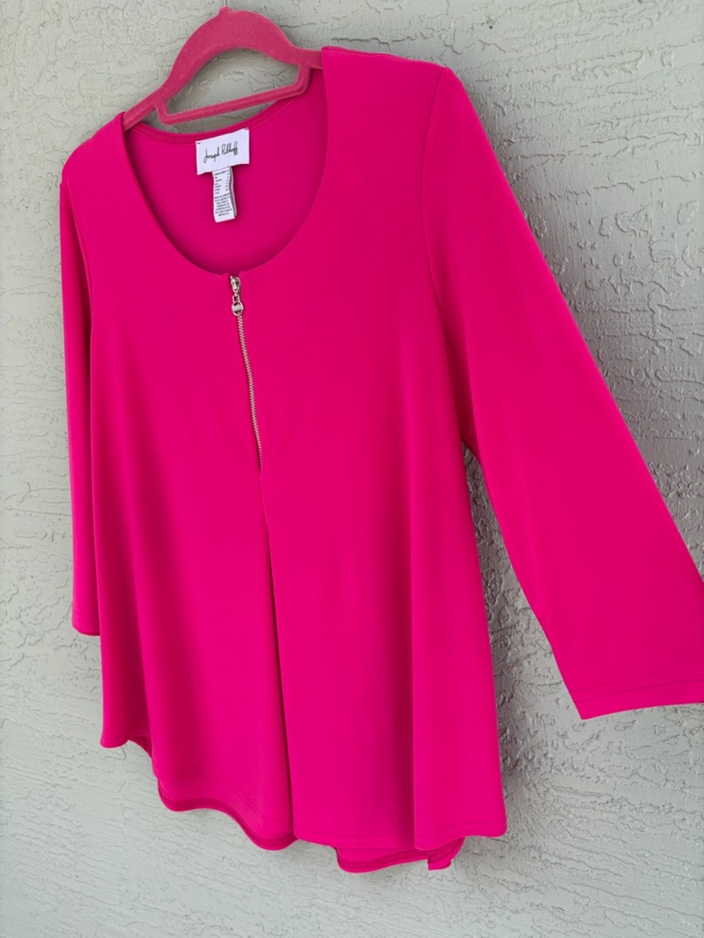 Joseph Ribkoff Hot Pink Zip-Front Flared Tunic - Picture 6 of 9